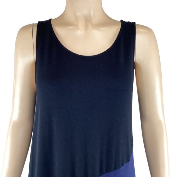 Eileen Fisher Womens Asymmetrical Colorblock Dress Size Small Knit Black &‎ Blue - Picture 9 of 12